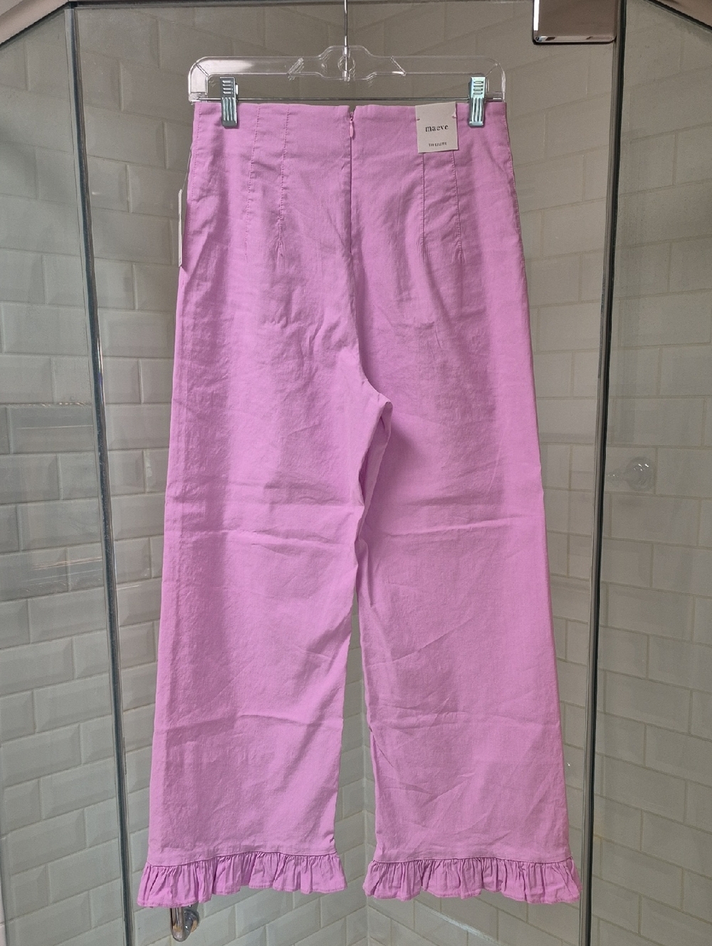 NWT Anthropologie Maeve Colette Pink Pants Bottom Ruffle Sz 28 $130 - Picture 5 of 7